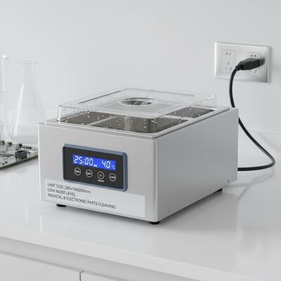 Unit Size 280x180x200mm Tafelmodel Ultrasone Reiniger Apparatuur met Laag Geluidsniveau voor het Reinigen van Medische en Elektronische Onderdelen