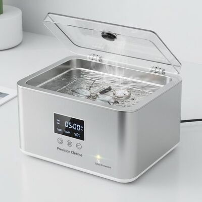 Tafeltop ultrasoonreiniger met veiligheidsbescherming en roestvrijstalen tank die reiniging levert voor precisieapparatuur