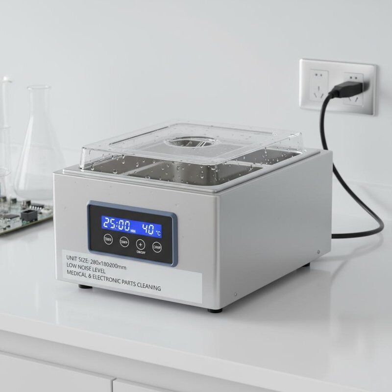 Unit Size 280x180x200mm Tafelmodel Ultrasone Reiniger Apparatuur met Laag Geluidsniveau voor het Reinigen van Medische en Elektronische Onderdelen